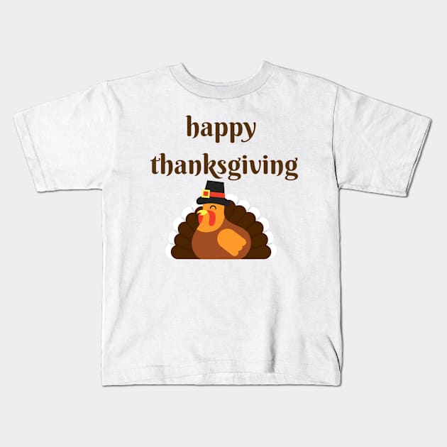 happy thanksgiving Kids T-Shirt by Lindseysdesigns